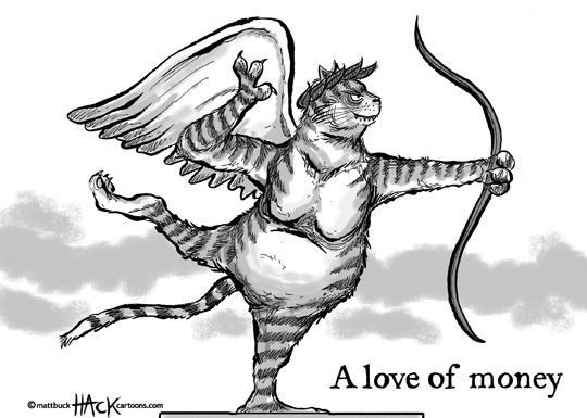 Cartoon: Barclays Bank - a love of money © Matthew Buck Hack Cartoons for Tobias Grubbe @procartoonists.org