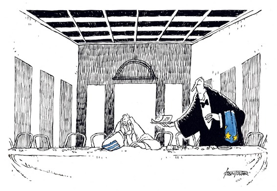 Greece and the bill @procartoonists.org © Michael Kountouris