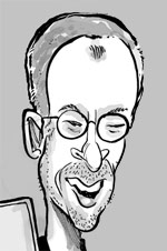 Cartoon caricature of Steve jobs CEO of Apple ©Matt Buck Hack Cartoons