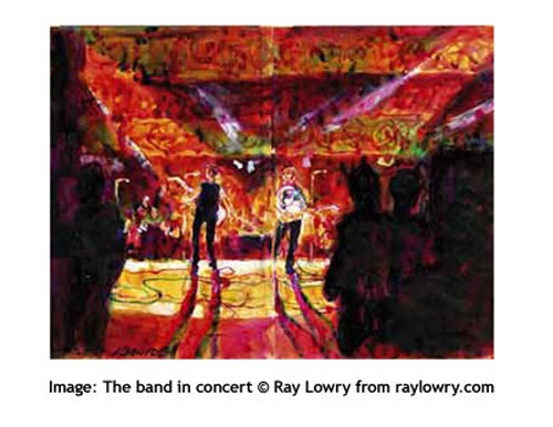 Rock and Roll cartoonist Ray Lowry and The Clash at http://thebloghorn.org Image © Ray Lowry