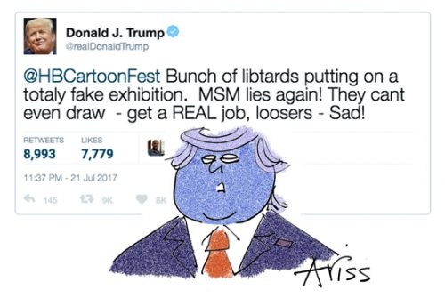 Trump Tweet cartoon by Nathan Ariss