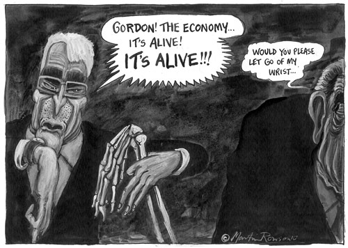 The economic recovery is here © Martin Rowson Cartoon