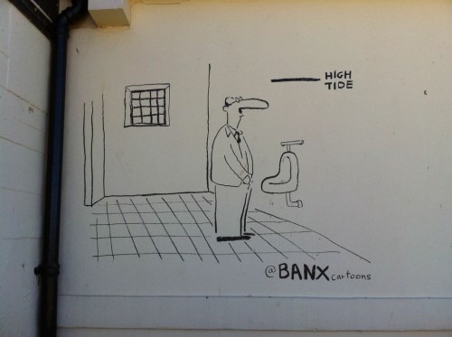 A nod to Banksy. Some "vandalism" by Banx @Procartoonists.org 