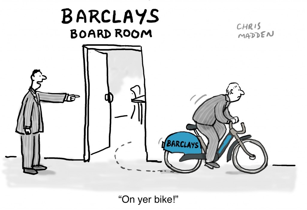 Barclays Bank in the UK © Chris Madden @procartoonists.org