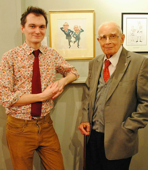 Jonathan Cusick withe George Walker and the piece that gave the exhibition its title @ Procartoonists.org