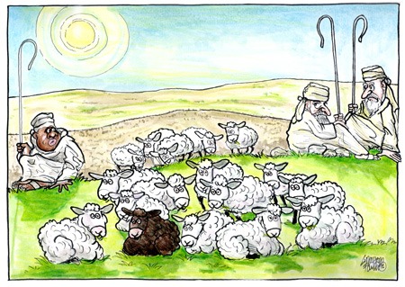 Graham Fowell shepherds cartoon