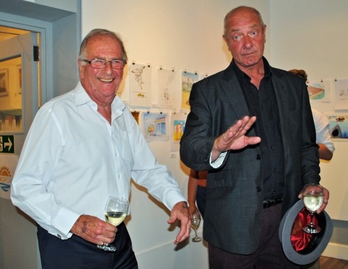 Postcards from the Seaside, the main festival exhibition, was opened by Sir Roger Gale, left, with Steve Coombes, the Thanet North MP. The postcard featured new cartoons by dozens of cartoonists riffing on the idea of seaside postcards, as well as a small exhibition of prosecuted cards by Donald McGill, king of the saucy postcard