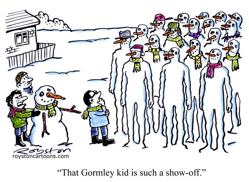 Antony Gormley snowmen cartoon by Royston