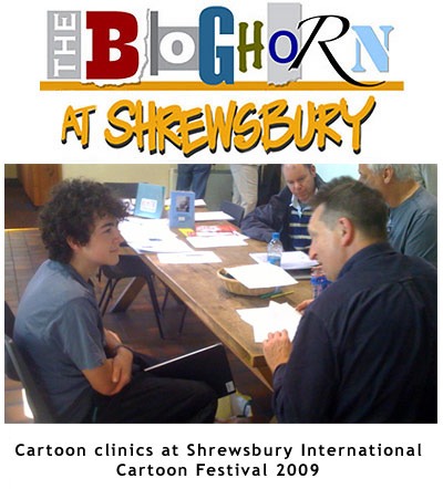 Shrewsbury Cartoon workshops - Bloghorn photograph