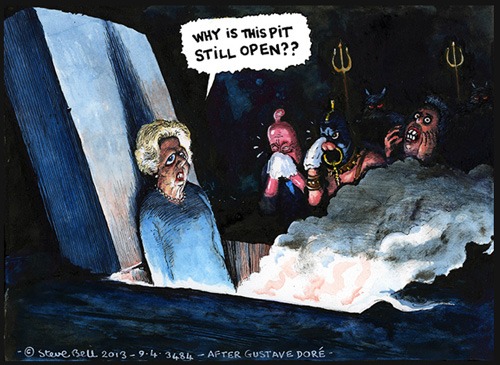 Steve Bell Margaret Thatcher cartoon