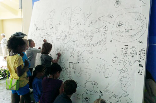 The kids fill the big canvas @Procartoonists.org